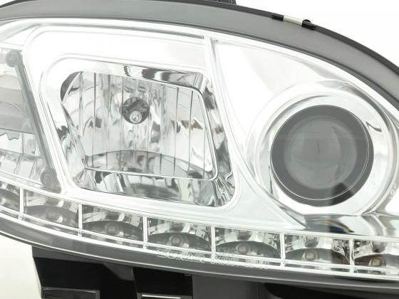 Scheinwerfer Set Daylight LED TFL-Optik Citroen Saxo 00-02 chrom Scheinwerfer Set Daylight LED TFL-Optik Citroen Saxo 00-02 chrom